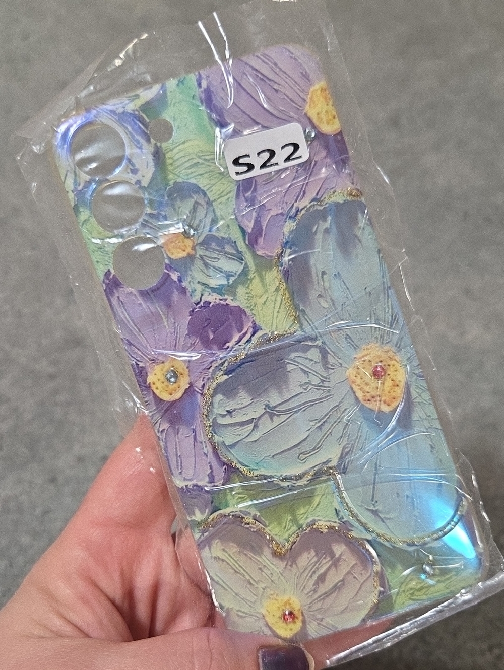 Samsung S22 Floral Iridescent Phone Case  - Purple & Blue Green